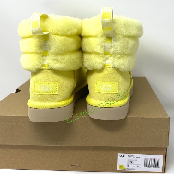 UGG Women’s Boot Fluff Mini Quilted Fur Yellow - Picture 5 of 10